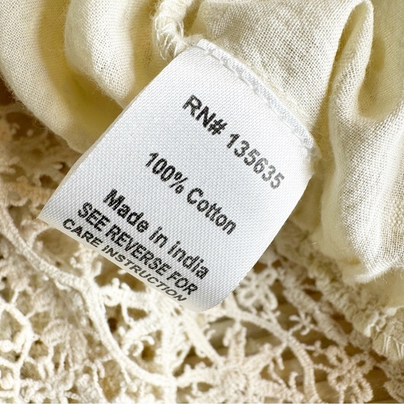 NWT Anthropologie Love Sam Boho Cotton Lace Peplum Full Sleeve Top Ecru Size S - Picture 13 of 16